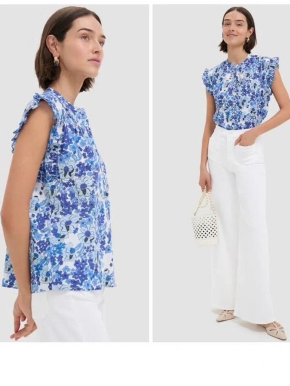 New RO'S Garden Floral Cotton Blouse Small